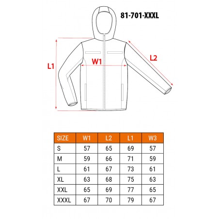 Kurtka robocza ostrzegawcza softshell z kapturem, pomarańczowa, rozmiar XXXL