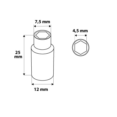 Nasadka sześciokątna 1/4, 4.5 mm, superlock