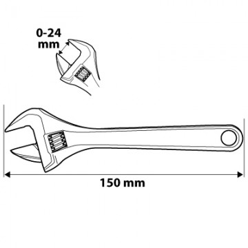 Klucz nastawny 150 mm, zakres 0-24 mm