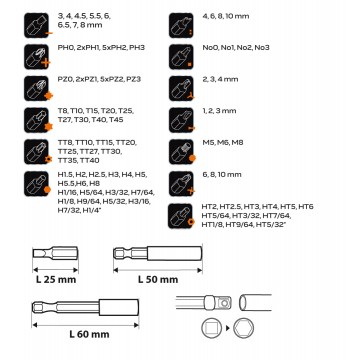 Zestaw bitów Neo Tools z uchwytem 99 elementów