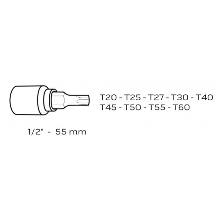 Końcówki Torx na nasadce 55 mm, zestaw 9 szt.