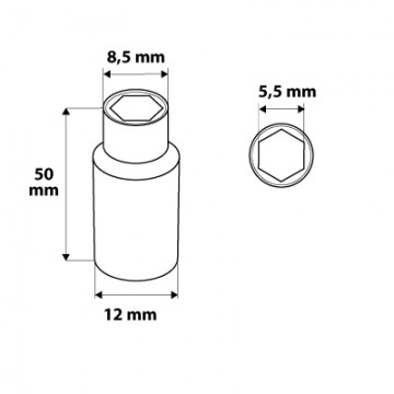 Nasadka sześciokątna długa 1/4, 5.5 mm, superlock