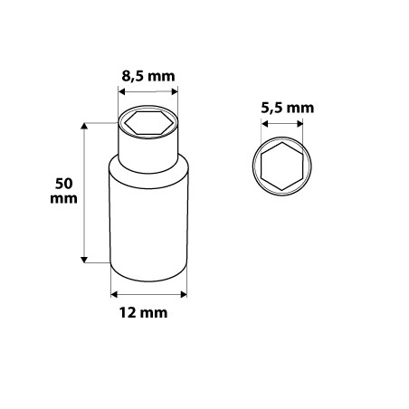 Nasadka sześciokątna długa 1/4, 5.5 mm, superlock