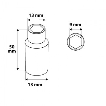 Nasadka sześciokątna długa 1/4, 9 mm, superlock