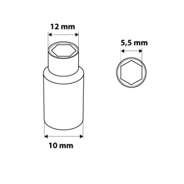 Nasadka sześciokątna długa 1/4, 5.5 mm