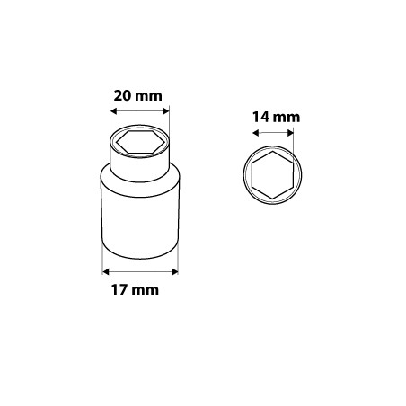 Nasadka sześciokątna 3/8, 14 mm