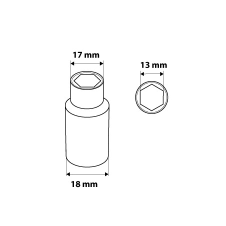 Nasadka sześciokątna 3/8 długa, 13 mm