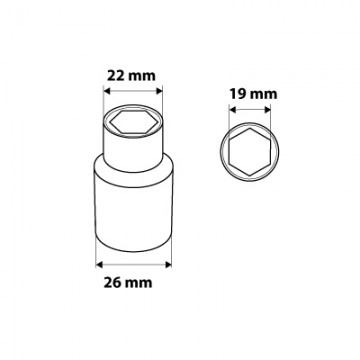 Nasadka sześciokątna 1/2, 19 mm