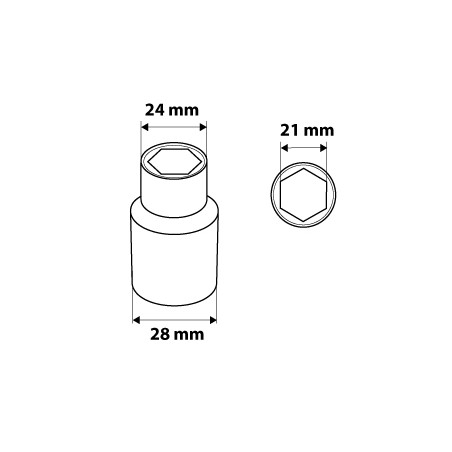 Nasadka sześciokątna 1/2, 21 mm