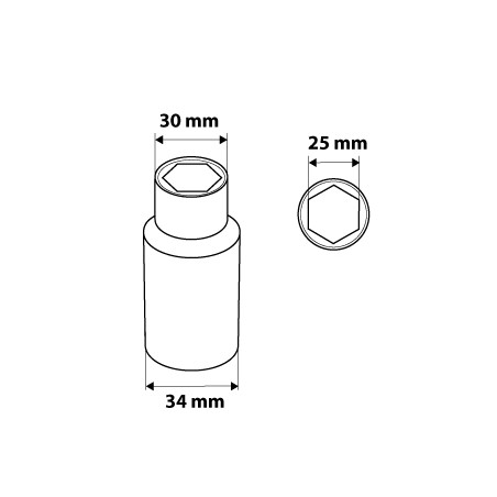 Nasadka sześciokątna długa 1/2, 25 mm
