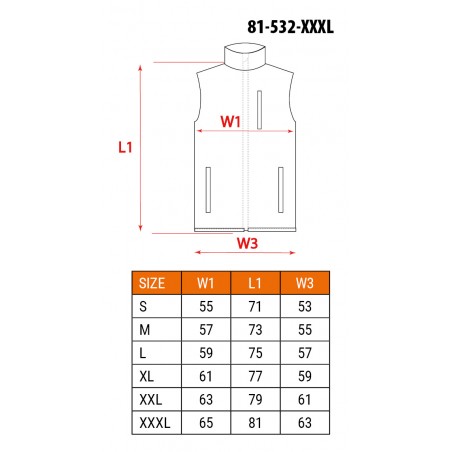 Bezrękawnik roboczy softshell, rozmiar XXXL