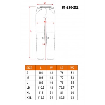 Spodnie robocze HD, rozmiar XXL/58, odpinane kieszenie i nogawki