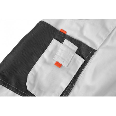 Spodnie robocze na szelkach, białe, HD, rozmiar S/48