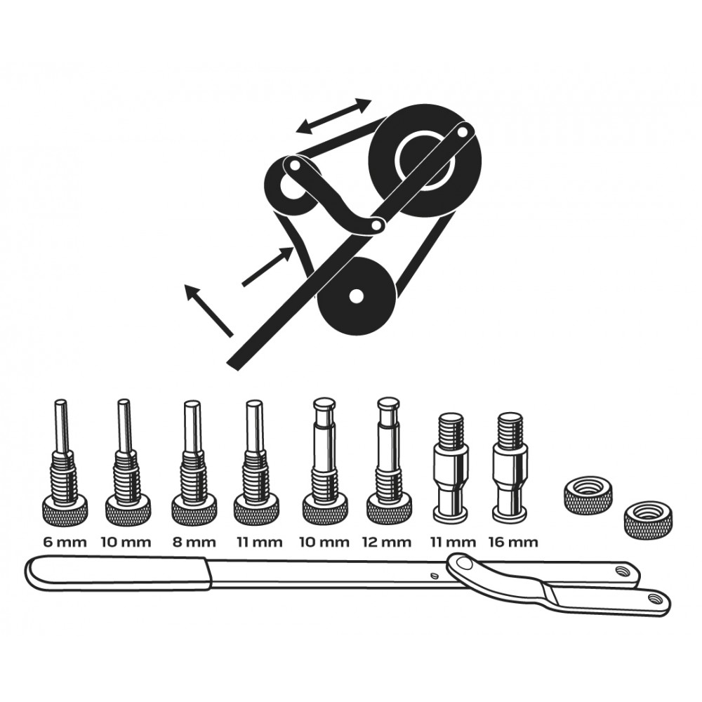 Klucz do napinania pasków klinowych, zestaw 11 szt.