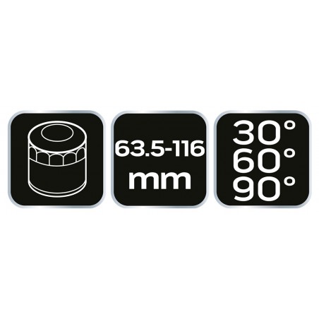 Klucz odginany 30° / 60°/ 90°, szczypcowy do filtrów oleju 63.5 - 116 mm