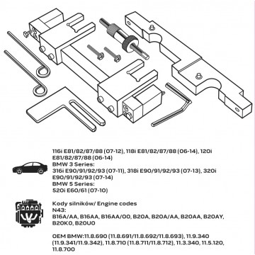 Zestaw blokad rozrządu do silników benzynowych BMW