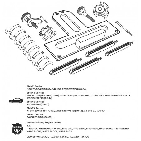 Zestaw blokad rozrządu do silników benzynowych BMW