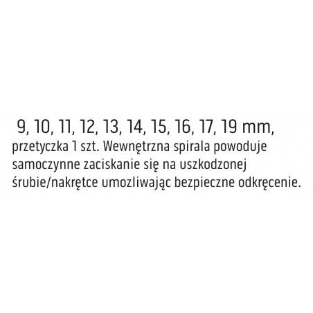 Nasadki, do uszkodzonych nakrętek, krótkie - zestaw 11 szt.