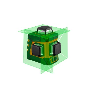 Laser płaszczyznowy 20 m 3D, zielony, 360° w trzech płaszczyznach, etui i uchwyt magnetyczny