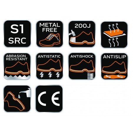 Półbuty robocze S1 SRC, kompozytowy podnosek, rozmiar 43