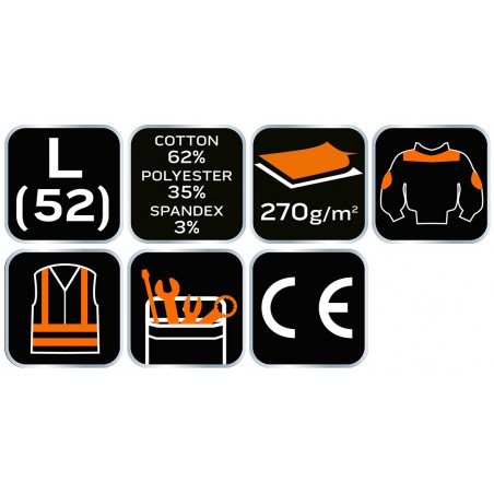 Bluza robocza PREMIUM, 62% bawełna, 35% poliester, 3% elastan, rozmiar L