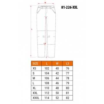 Spodnie robocze PREMIUM, 62% bawełna, 35% poliester, 3% elastan, rozmiar XXL