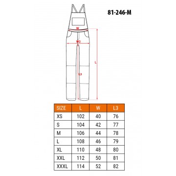 Ogrodniczki robocze PREMIUM, 62% bawełna, 35% poliester, 3% elastan, rozmiar M