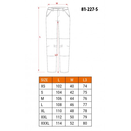 Spodnie robocze PREMIUM, 100% bawełna, ripstop, rozmiar S