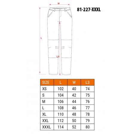 Spodnie robocze PREMIUM, 100% bawełna, ripstop, rozmiar XXXL