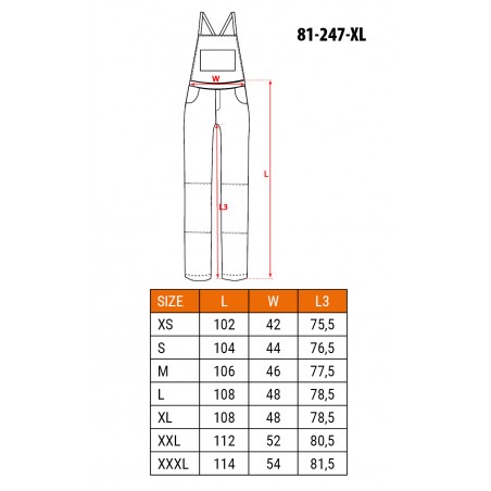 Ogrodniczki robocze PREMIUM, 100% bawełna, ripstop, rozmiar XL