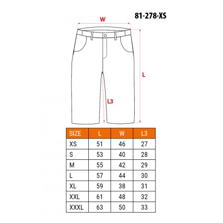 Krótkie spodenki robocze HD Slim, pasek, rozmiar XS