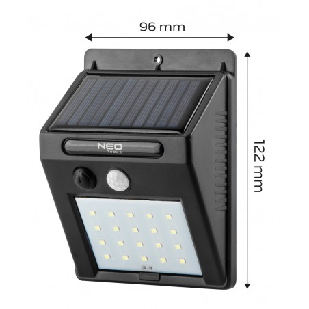 Lampa solarna ścienna 20 SMD LED 250 lm