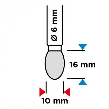 Frez do metalu HM, typ E owalny, 10 x 16 mm, trzpień 6 x 45 mm