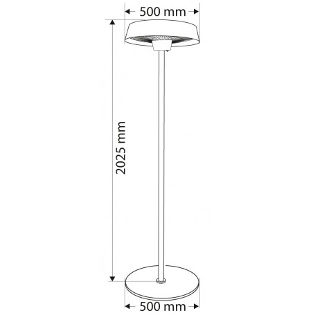 Promiennik stojący 1000W/2000W, aluminiowy, IP34, element grzejny halogen lamp, wysokość 2.1 m, bez pilota