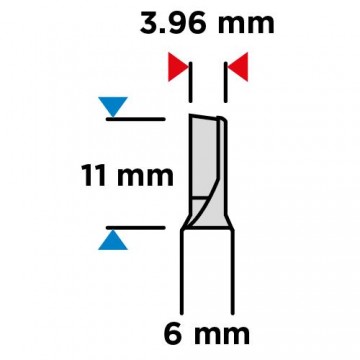 Frez palcowy jednoostrzowy, HM, 3.96 x 11 mm, trzpień 6 mm