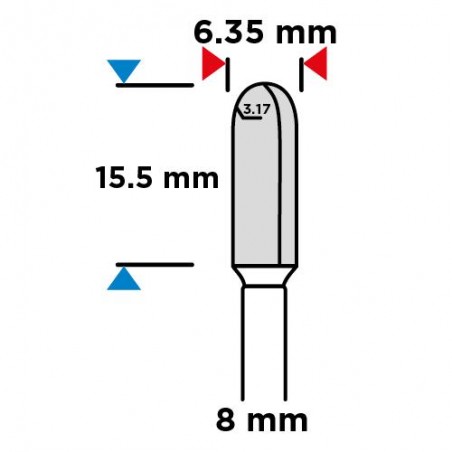 Frez do rowków długi typu U, HM, 6.35 x 15.5 mm, trzpień 8 mm