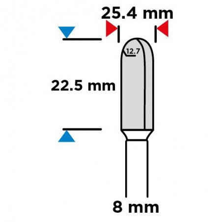 Frez do rowków długi typu U, HM, 25.4 x 22.5 mm, trzpień 8 mm