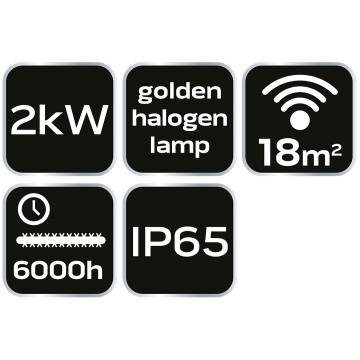 Promiennik 2000W, IP65, element grzejny golden halogen lamp