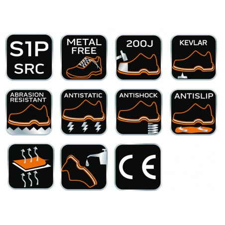 Półbuty robocze S1P SRC, podnosek kompozytowy, wkładka kevlarowa, rozmiar 36