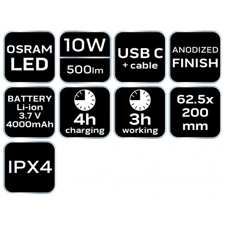 Latarka akumulatorowa USB C 500 lm Osram LED