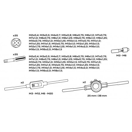 Narzynki i gwintowniki 110 elementów 11-915 NEO