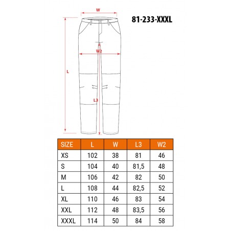 Spodnie robocze 5-kieszeniowe DENIM, czarne, rozmiar XXXL