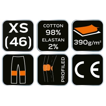 Spodnie robocze DENIM, czarne, rozmiar XS