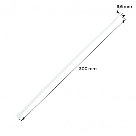 Opaski zaciskowe 3.6 x 300 mm, 100 szt., białe