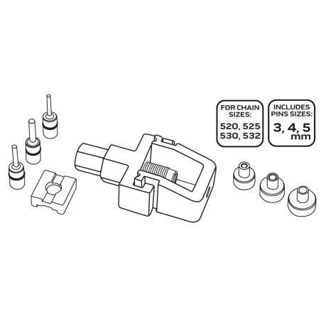 Zestaw narzędzi do zakuwania i rozkuwania łańcucha