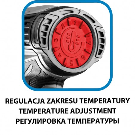 Opalarka 2000W, zakres temperatur:I: 50ºC, II: 50-550ºC, III: 50-550ºC,walizka