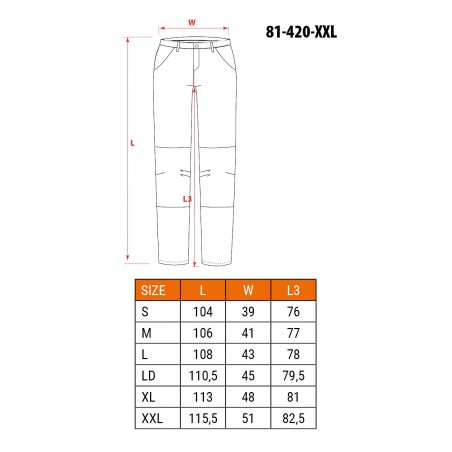 Spodnie robocze BASIC, rozmiar XXL/58