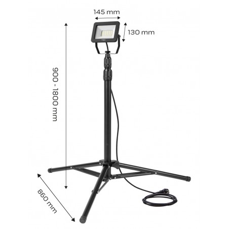 Reflektor pojedynczy 30W SMD LED 2550lm 230V na statywie 1.8m