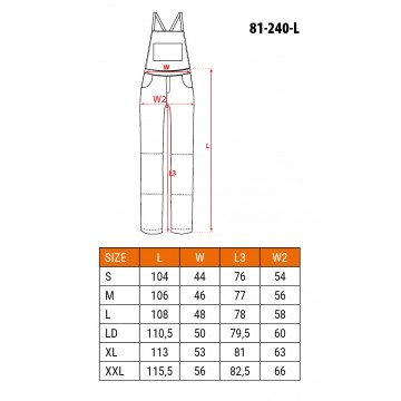 Spodnie robocze na szelkach HD, rozmiar L/52