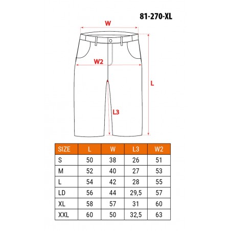 Krótkie spodenki HD, pasek parciany, odpinane kieszenie, rozmiar XL/56